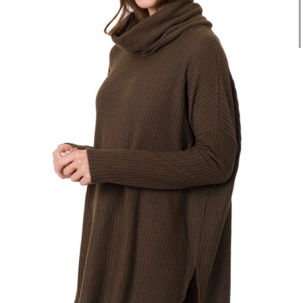 Brown Cowl Neck Sweater